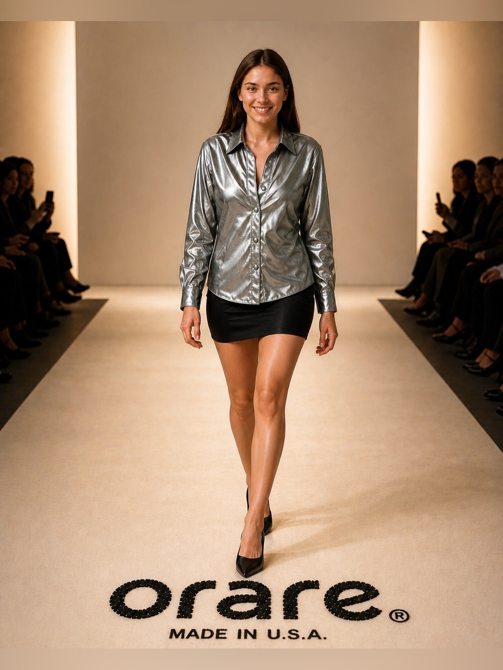 Stylish Metallic Button-Down Shirt for Women